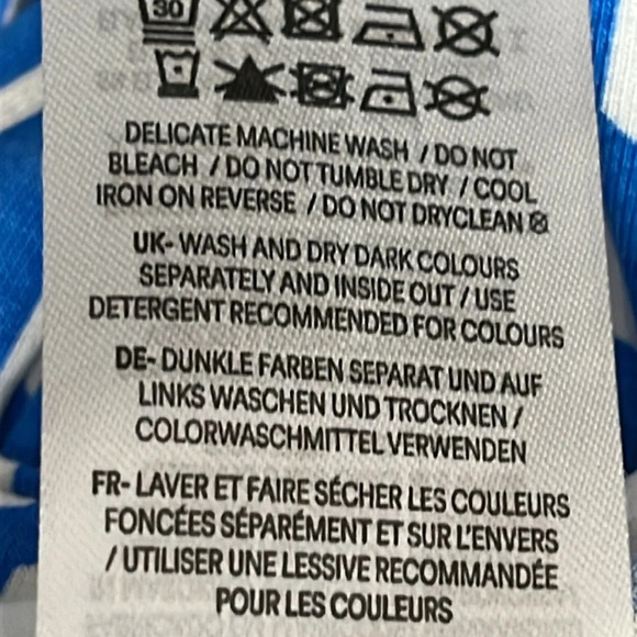 Boden Knot Detail Jersey Knit Geo Print Dress in Azure Blue & White - NWOT - 14R - Picture 8 of 8